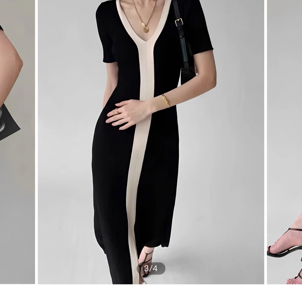 Commense Black and Cream Midi Dress